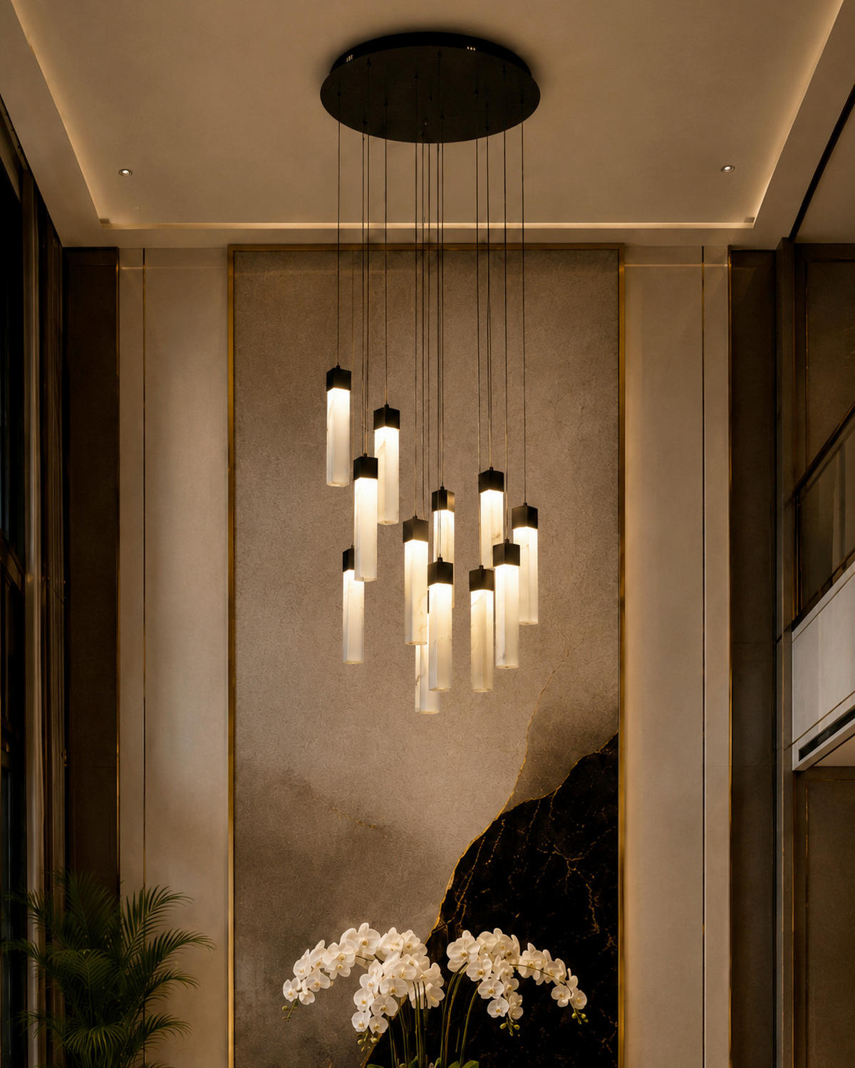 PENDELLEUCHTE Moonbeam 60/300/60 cm  - Messingfarben, Design, Glas/Metall (60/300/60cm)