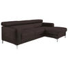 ECKSOFA in Echtleder Dunkelbraun  - Chromfarben/Dunkelbraun, Design, Leder/Metall (227/168cm) - Livetastic