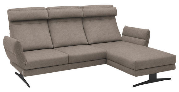 ECKSOFA  in Flachgewebe Taupe  279-327/176-217 cm  - Taupe/Schwarz, Design, Textil/Metall (279-327/176-217cm) - Dieter Knoll