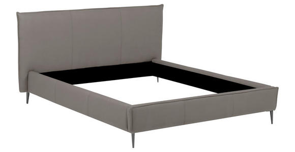 POLSTERBETT 140/200 cm,  in Grau, gepolstertes Kopfteil,  - Schwarzchrom/Grau, KONVENTIONELL, Leder/Metall (140/200cm) - Esposa