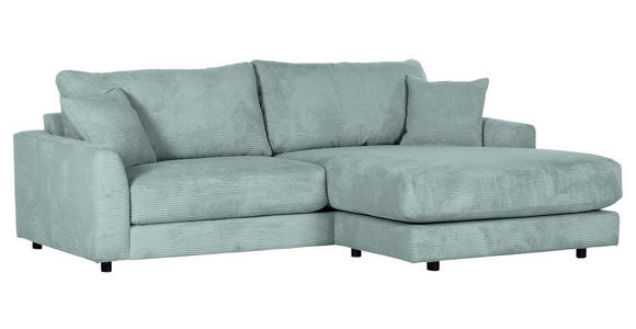 ECKSOFA Hellblau Cord  - Schwarz/Hellblau, Design, Kunststoff/Textil (240/175cm) - Landscape