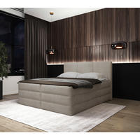 KONTINENTALSÄNG 180/200 cm  i cremefärgad  - svart/cremefärgad, Modern, textil/plast (180/200cm) - MID.YOU