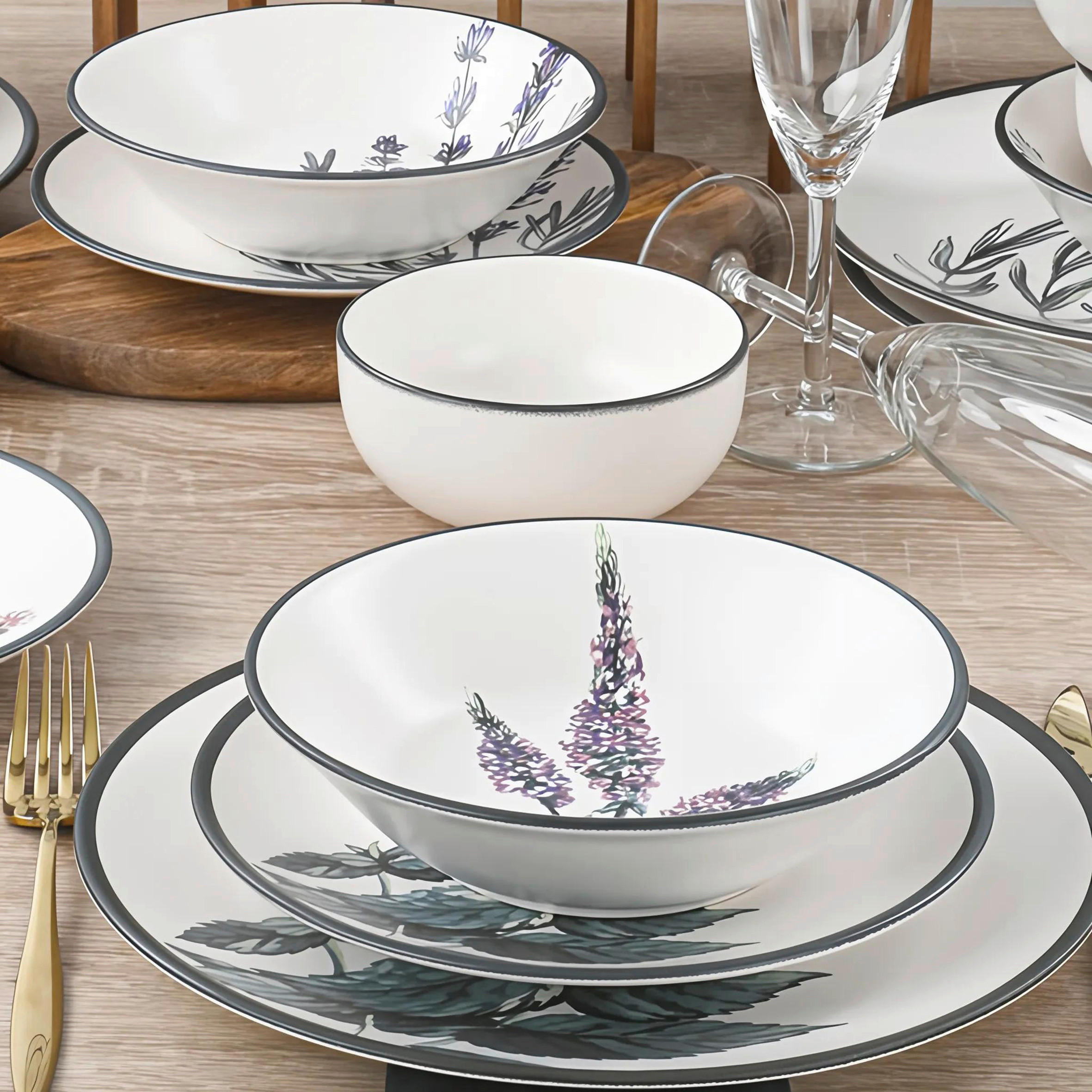 KOMBISERVICE Grün, Weiß 24-teilig  - Weiß/Grün, Basics, Keramik (25/25/2cm) - P & B