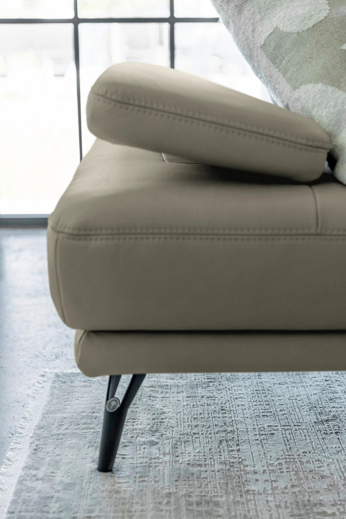 ECKSOFA JOOP! STUDIO in Echtleder Platinfarben  180/301 cm  - Platinfarben/Schwarz, KONVENTIONELL, Leder/Metall (180/301cm) - Joop!