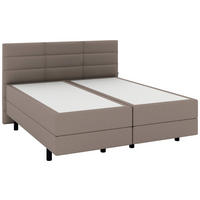 BOXSPRINGBETT 180/200 cm,  in Hellbraun, gepolstertes Kopfteil, Matratzen, H3 + H3 = fest  - Hellbraun/Schwarz, KONVENTIONELL, Holzwerkstoff/Kunststoff (180/200cm) - Musterring