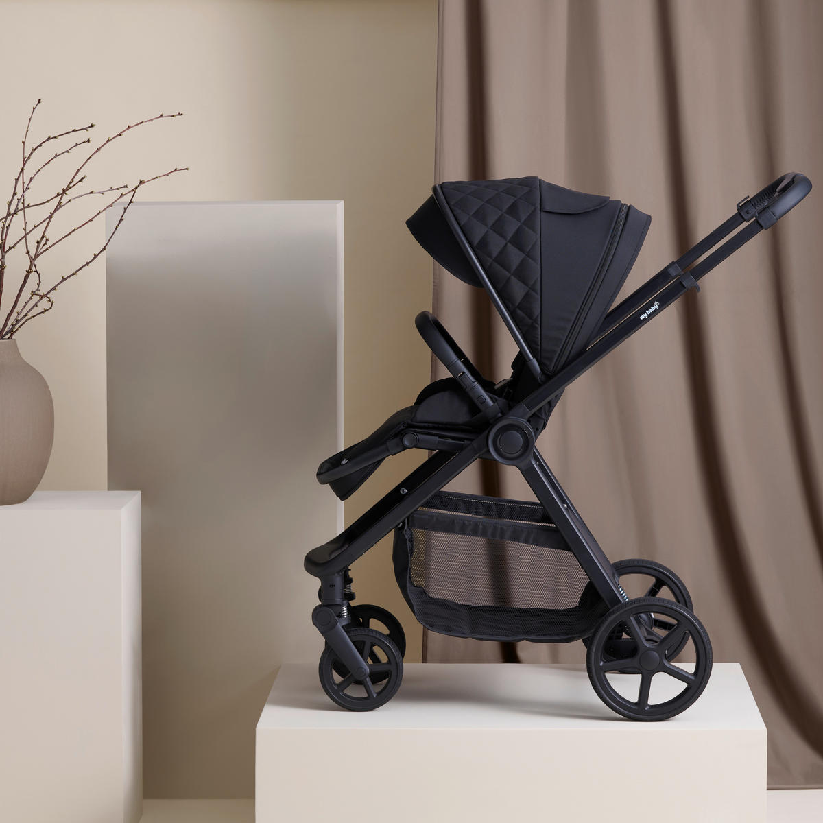 KINDERWAGENSET   schwarz  - Schwarz, Basics, Textil/Metall - My Baby Lou