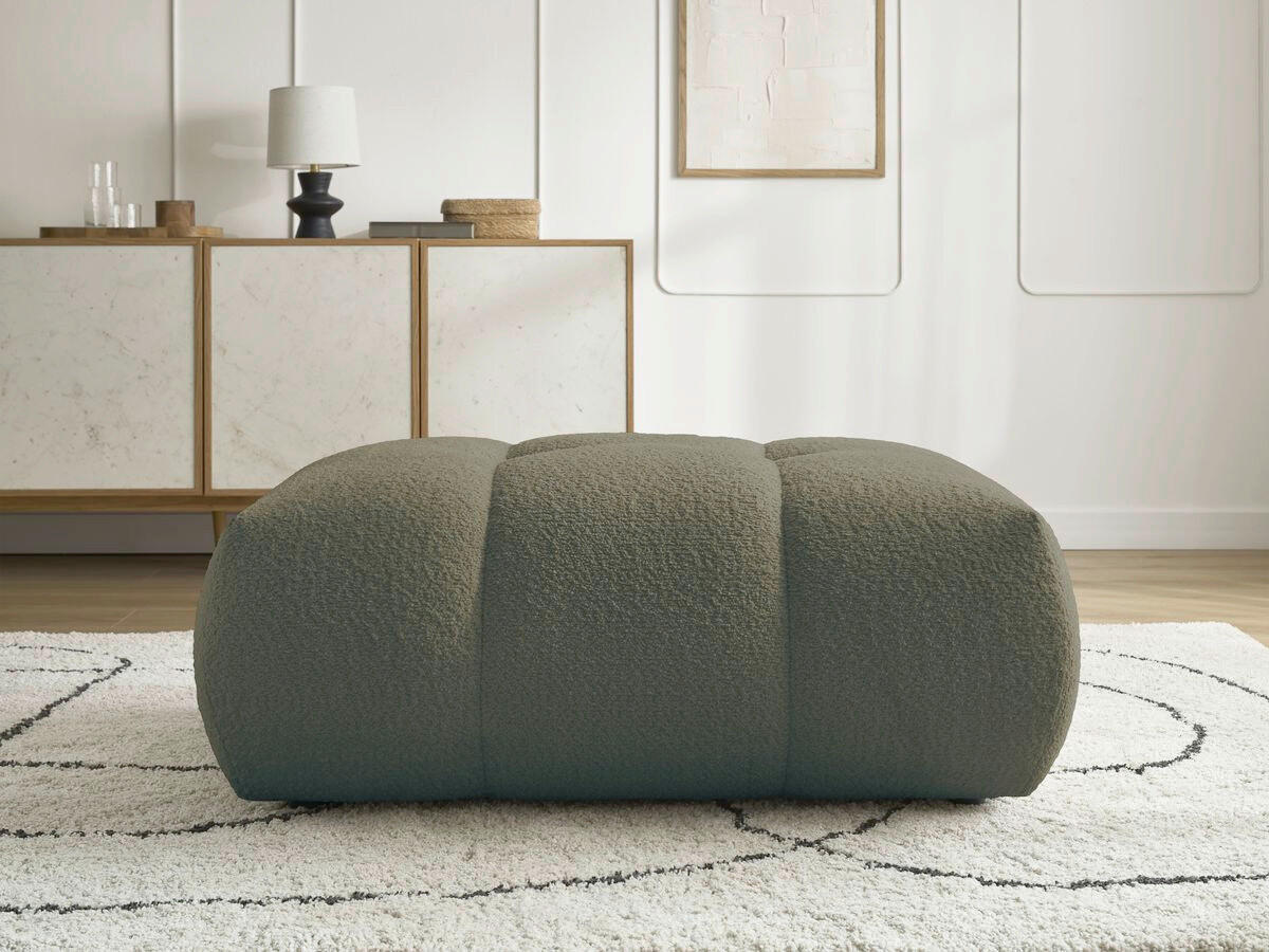HOCKER FUJI  Bouclé Grün  - Schwarz/Grün, MODERN, Kunststoff/Textil (112/44/80cm)