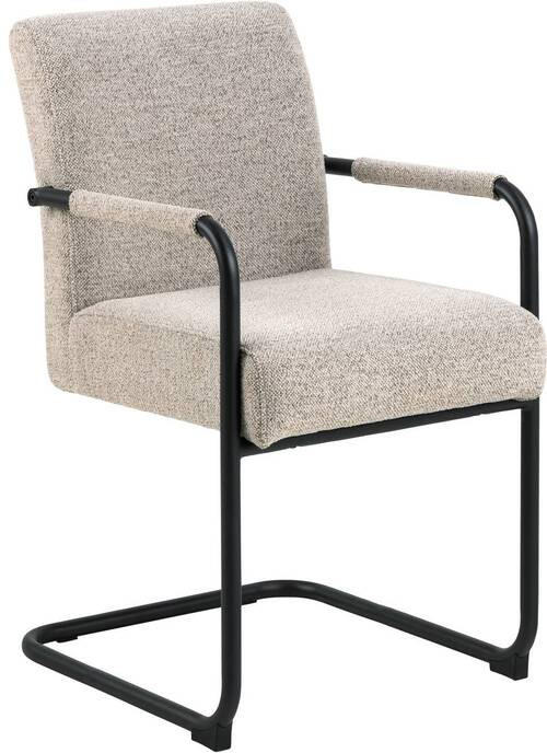 ARMLEHNSTUHL  in Bouclé  - Beige/Schwarz, Design, Textil/Metall (50,5/84,5/64,5cm) - MID.YOU
