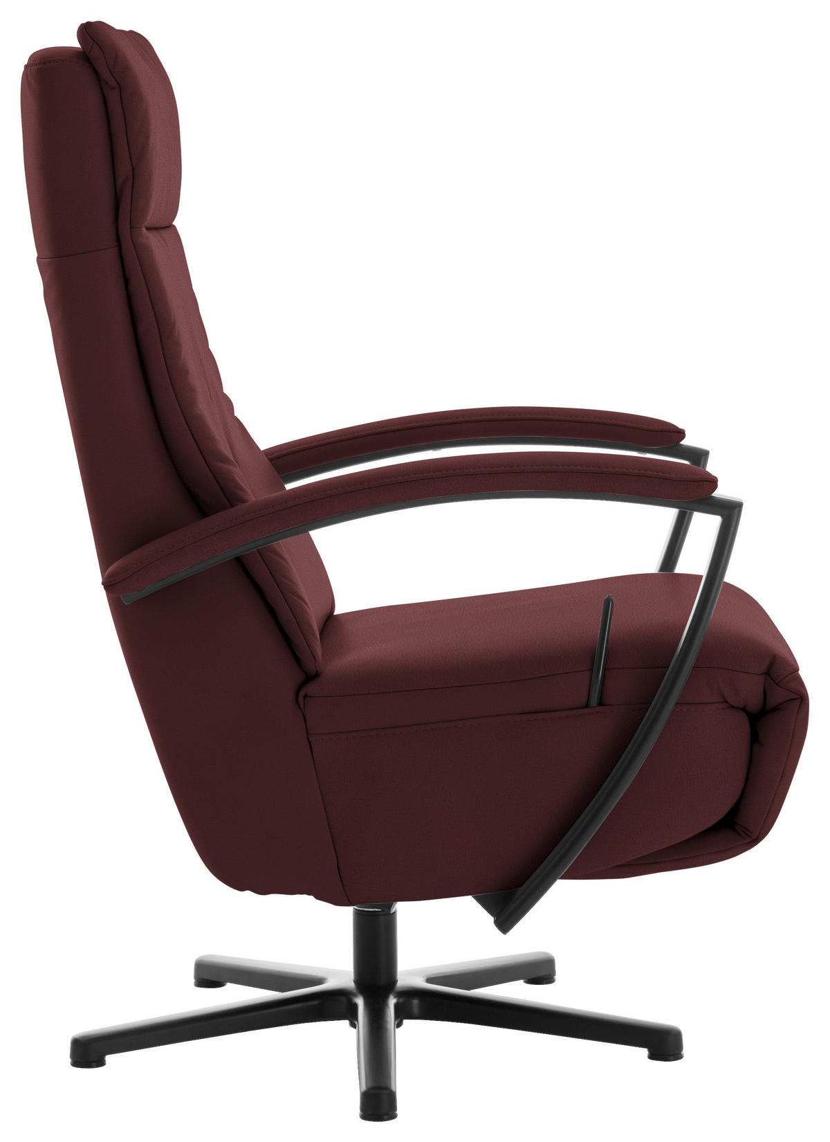 RELAXSESSEL in Leder Beere  - Beere/Schwarz, Design, Leder/Metall (76/112/83cm) - Beldomo Speed