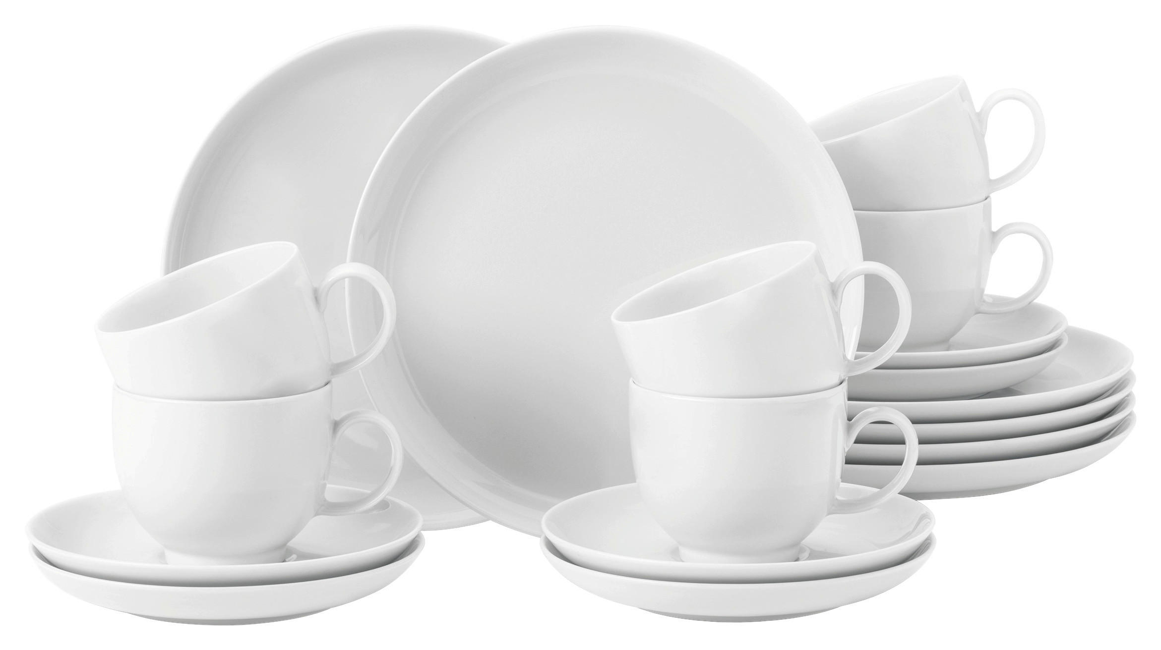 Kaffeeservice Sketch Keramik 6 Personen Geschirr Set Weiß