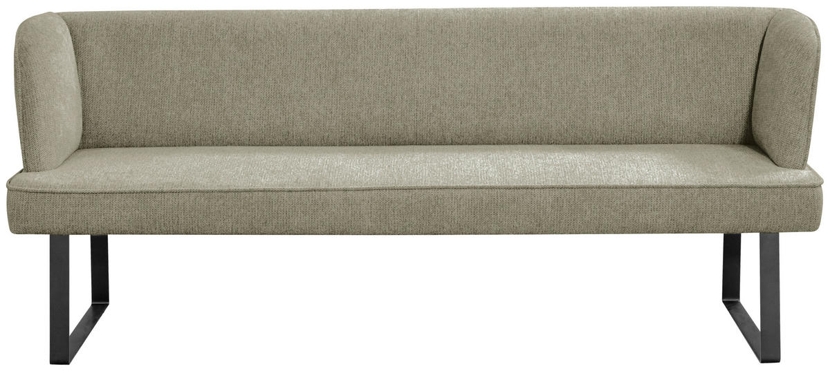 SITZBANK 205/91/66 cm Webstoff Schwarz, Hellgrün  - Schwarz/Hellgrün, Design, Textil/Metall (205/91/66cm) - Novel