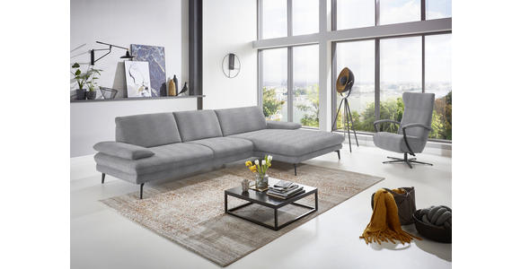 ECKSOFA in Chenille Hellgrau 310/180 cm - Hellgrau/Schwarz, Design, Textil/Metall (310/180cm) - Dieter Knoll
