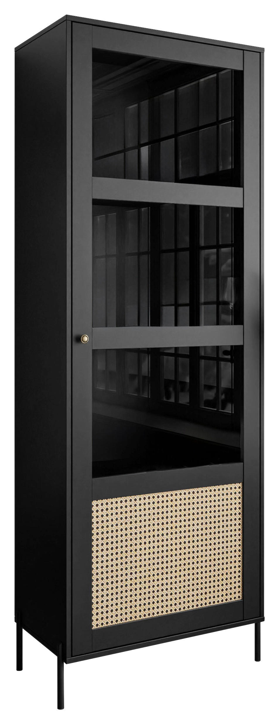VITRINE in Schwarz  - Beige/Goldfarben, Design, Glas/Holzwerkstoff (72/207/40cm) - MID.YOU