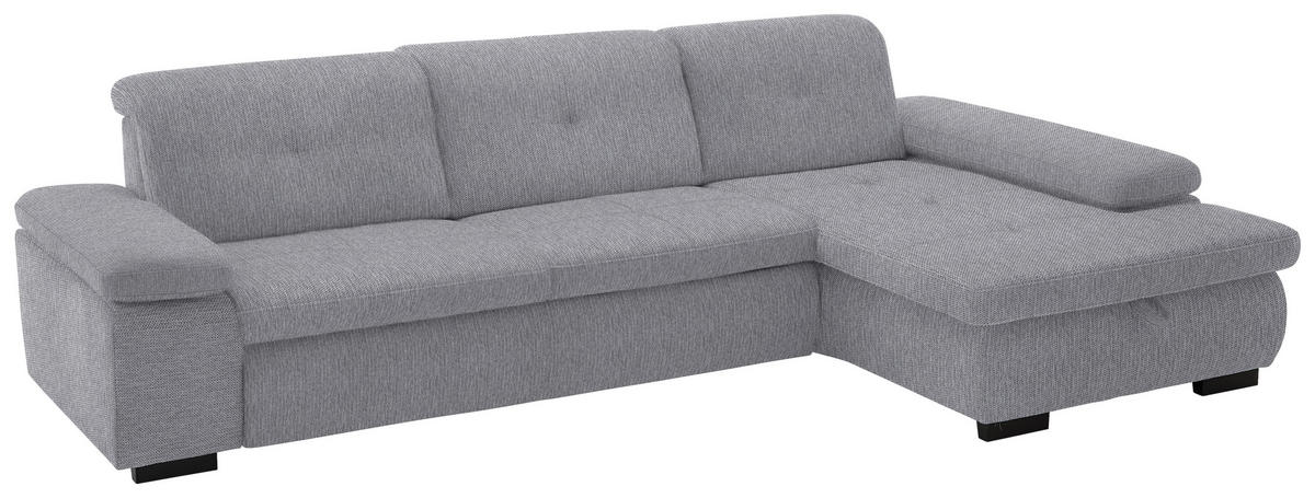 ECKSOFA in Flachgewebe Grau  - Schwarz/Grau, Design, Textil/Metall (297/174cm) - Beldomo Style
