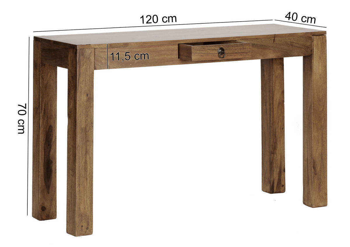 KONZOLOVÝ STOLEK, sheesham, barvy sheesham, 120/40/70 cm - černá/barvy sheesham, Lifestyle, kov/dřevo (120/40/70cm) - MID.YOU