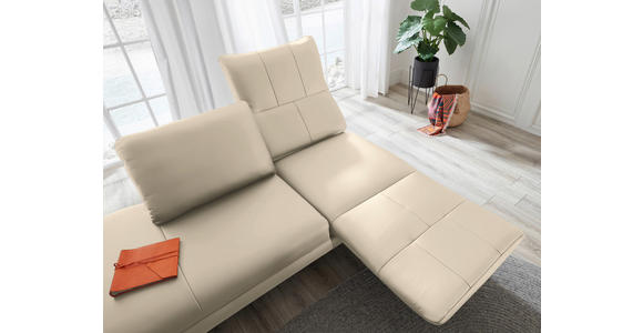 RÉCAMIERE in Echtleder Creme - Chromfarben/Creme, Design, Leder/Metall (209/85-109/95-16cm) - Dieter Knoll