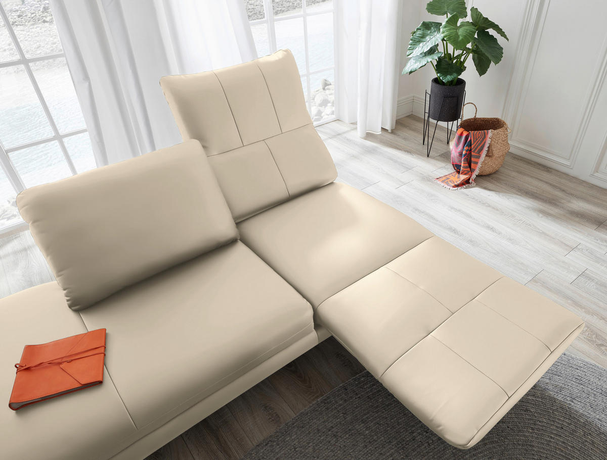 RÉCAMIERE in Echtleder Creme  - Chromfarben/Creme, Design, Leder/Metall (209/85-109/95-16cm) - Dieter Knoll