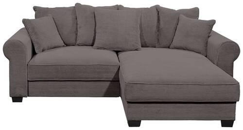 ECKSOFA Dunkelgrau Cord  - Dunkelgrau/Schwarz, KONVENTIONELL, Kunststoff/Textil (255/185cm) - Hom`in