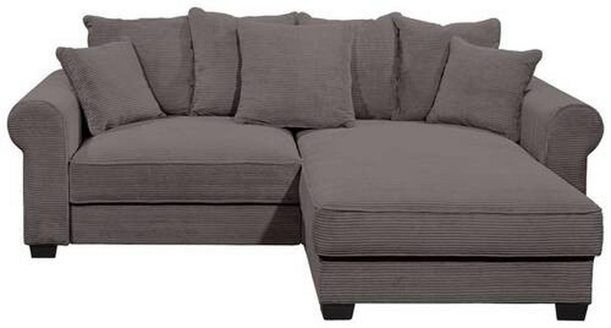 ECKSOFA in Cord Dunkelgrau  - Dunkelgrau/Schwarz, Konventionell, Kunststoff/Textil (255/185cm) - MID.YOU