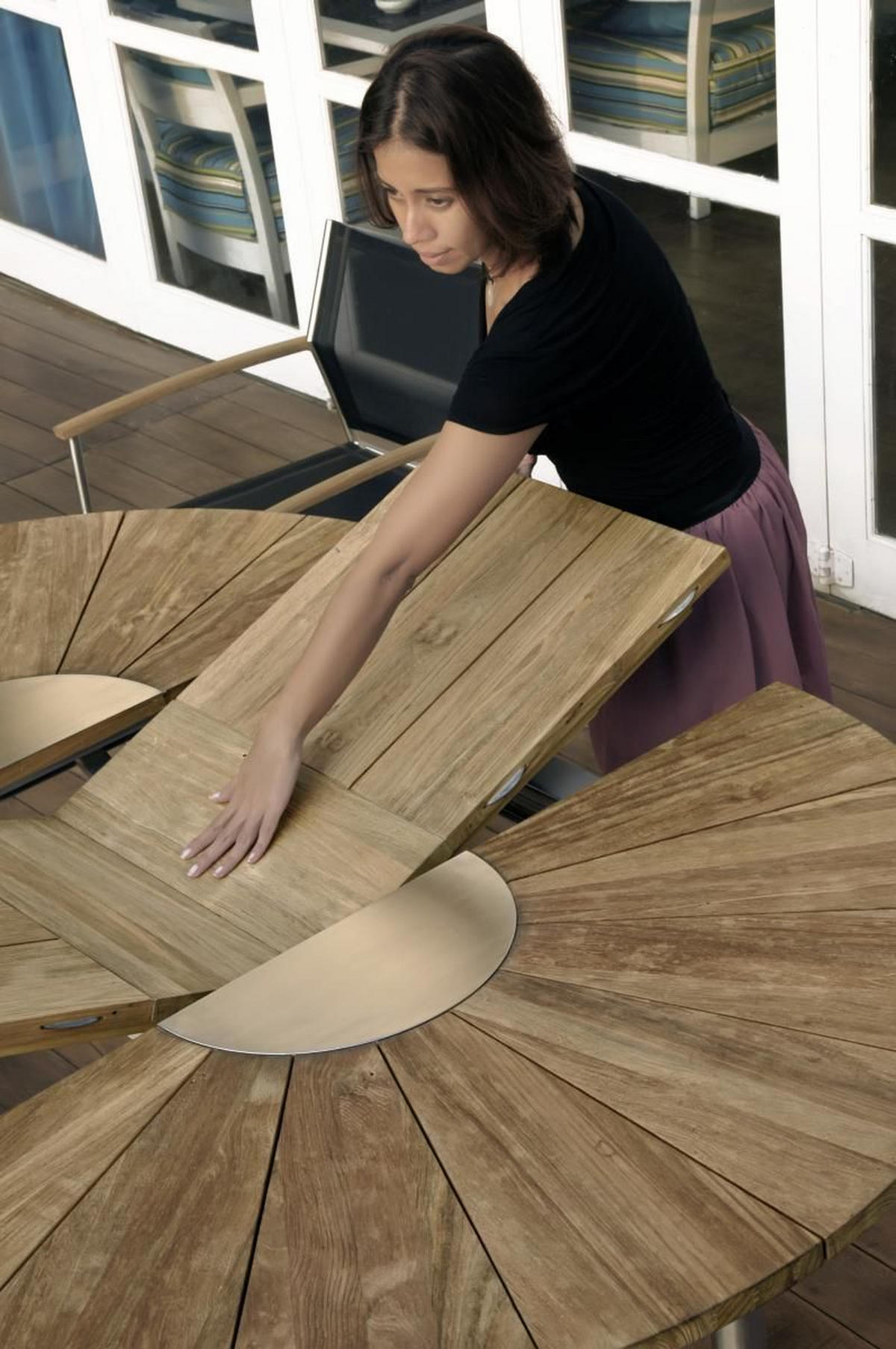 GARTENTISCH 135(185)/135/75 cm Holz, Metall oval  - Naturfarben, LIFESTYLE, Holz/Metall (135(185)/135/75cm) - Zebra 