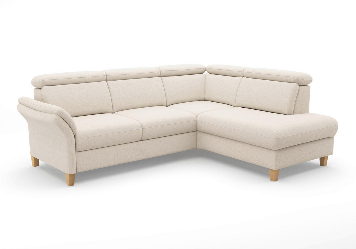 ECKSOFA GLENDALE E Creme Flachgewebe  - Eichefarben/Creme, KONVENTIONELL, Holz/Textil (247/193cm) - Sit & More