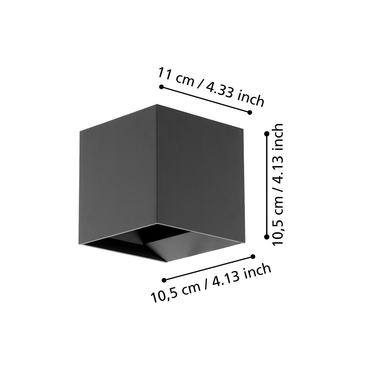 LED-AUßENLEUCHTE Calpino 10,5/10,5/11 cm  - Anthrazit, Basics, Metall (10,5/10,5/11cm) - Eglo
