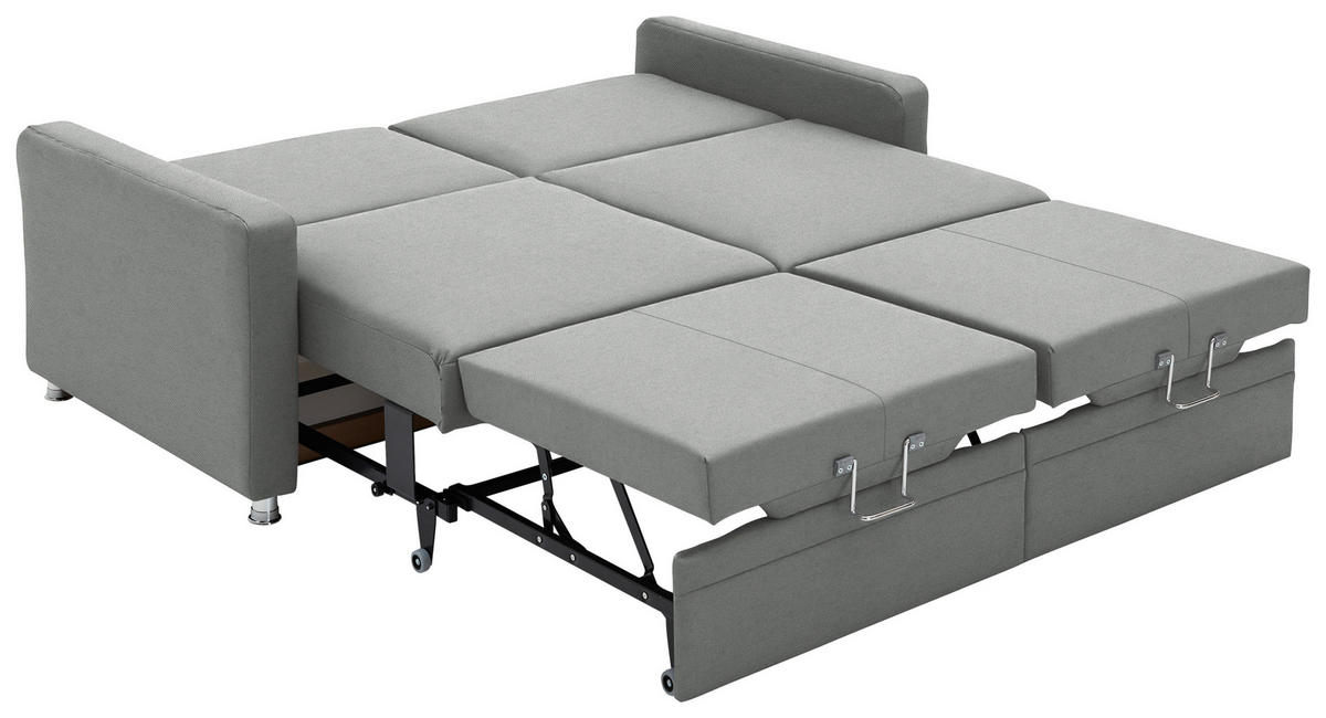 SCHLAFSOFA  in Chenille Grau  - Chromfarben/Grau, KONVENTIONELL, Textil/Metall (186/90/100cm) - Beldomo Style