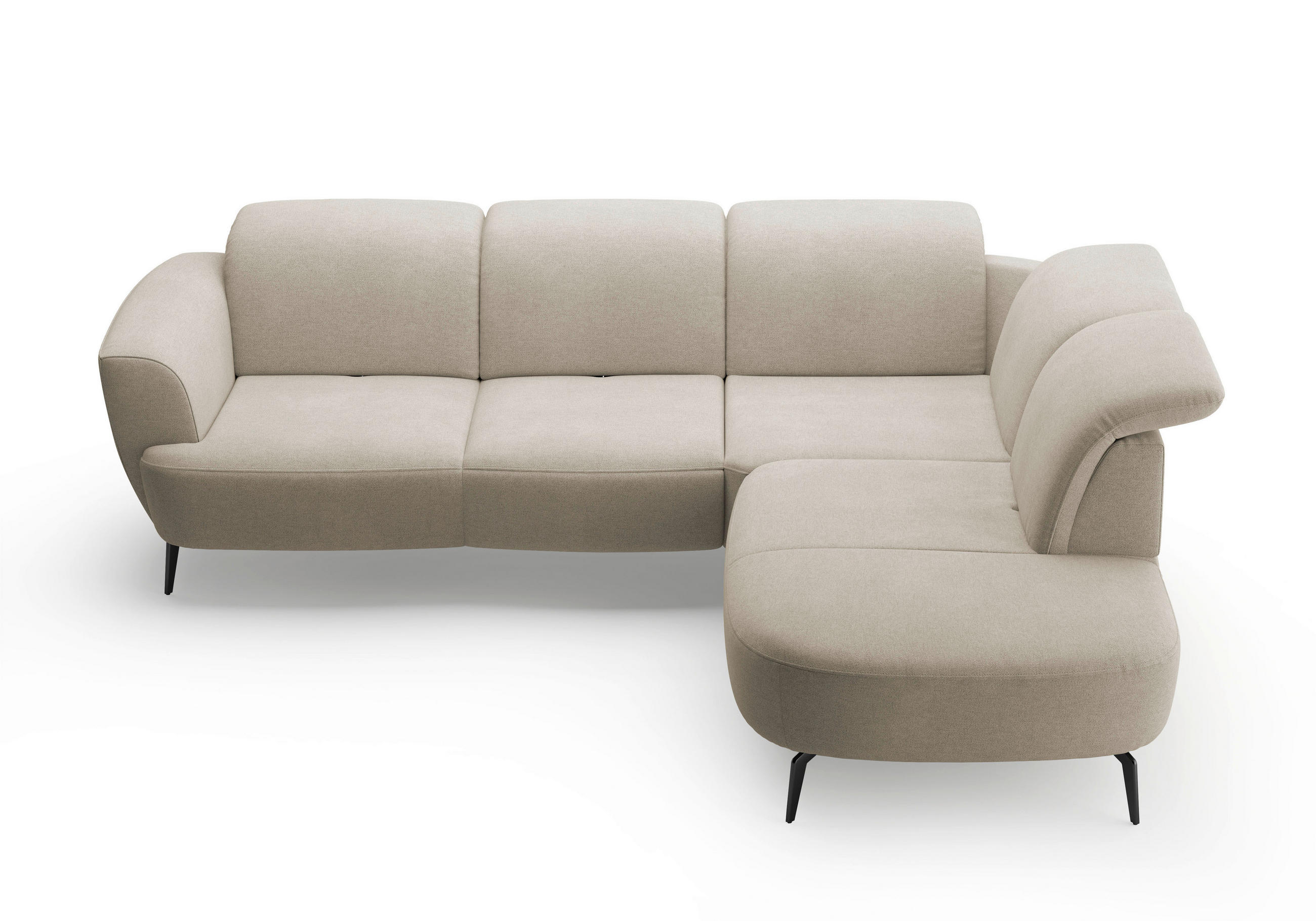 ECKSOFA in Mikrofaser Beige  300/267 cm  - Beige/Schwarz, KONVENTIONELL, Textil/Metall (300/267cm) - Sit & More