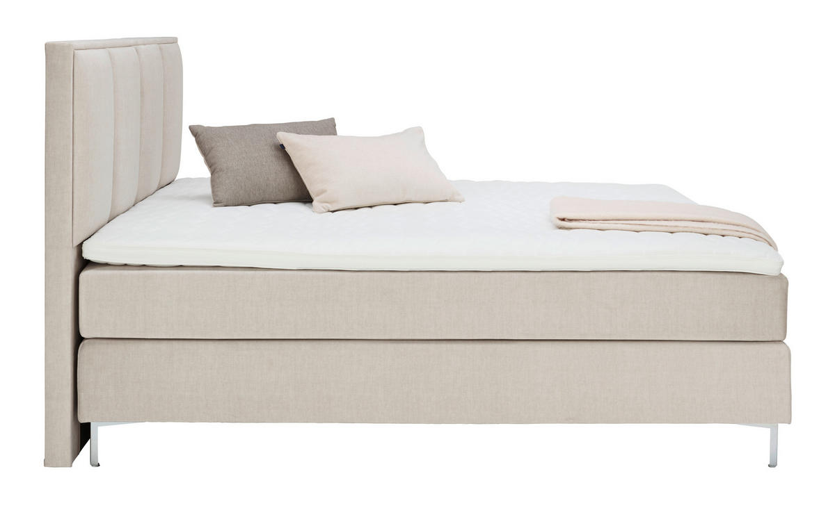 BOXSPRINGBETT 180/200 cm  in Creme  - Creme/Alufarben, Modern, Textil (180/200cm) - MID.YOU