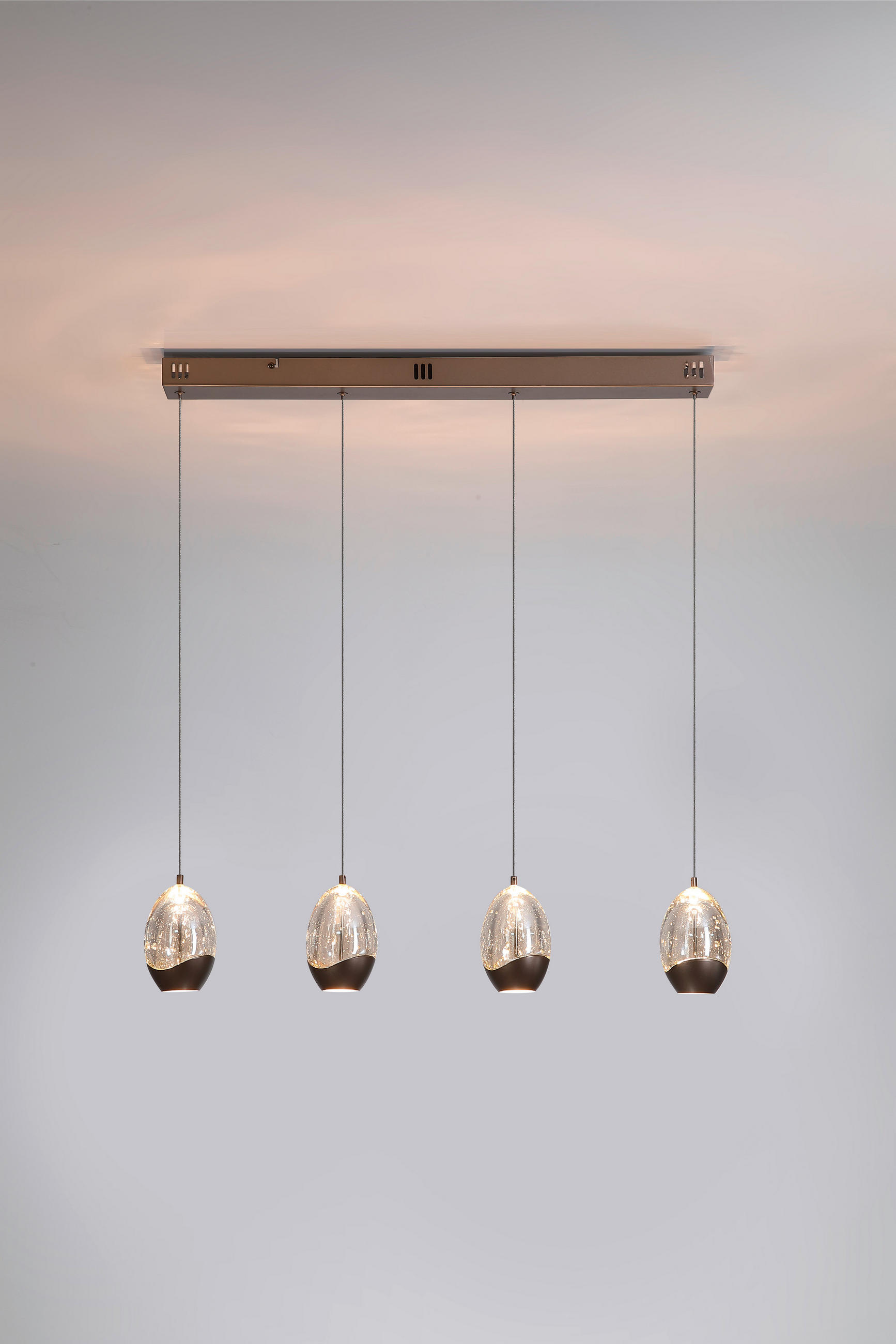 LED-HÄNGELEUCHTE Charm 70/9/150 cm   - Champagner/Transparent, Trend, Glas/Metall (70/9/150cm) - Searchlight