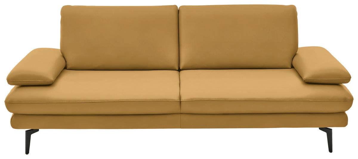 3-SITZER-SOFA in Leder Gelb  - Gelb/Schwarz, Design, Leder/Metall (222/86/104cm) - Dieter Knoll