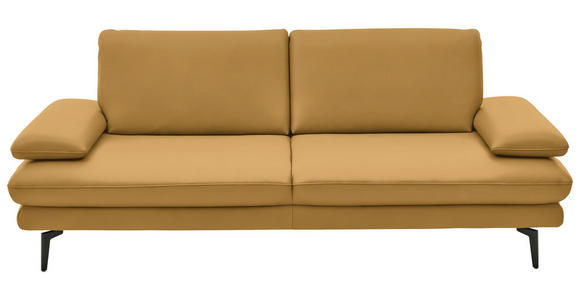 3-SITZER-SOFA  in Echtleder Gelb   - Gelb/Schwarz, Design, Leder/Metall (222/86/104cm) - Dieter Knoll