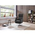 RELAXSESSEL in Leder Anthrazit  - Edelstahlfarben/Anthrazit, Design, Leder/Metall (70/124/85cm) - Cantus