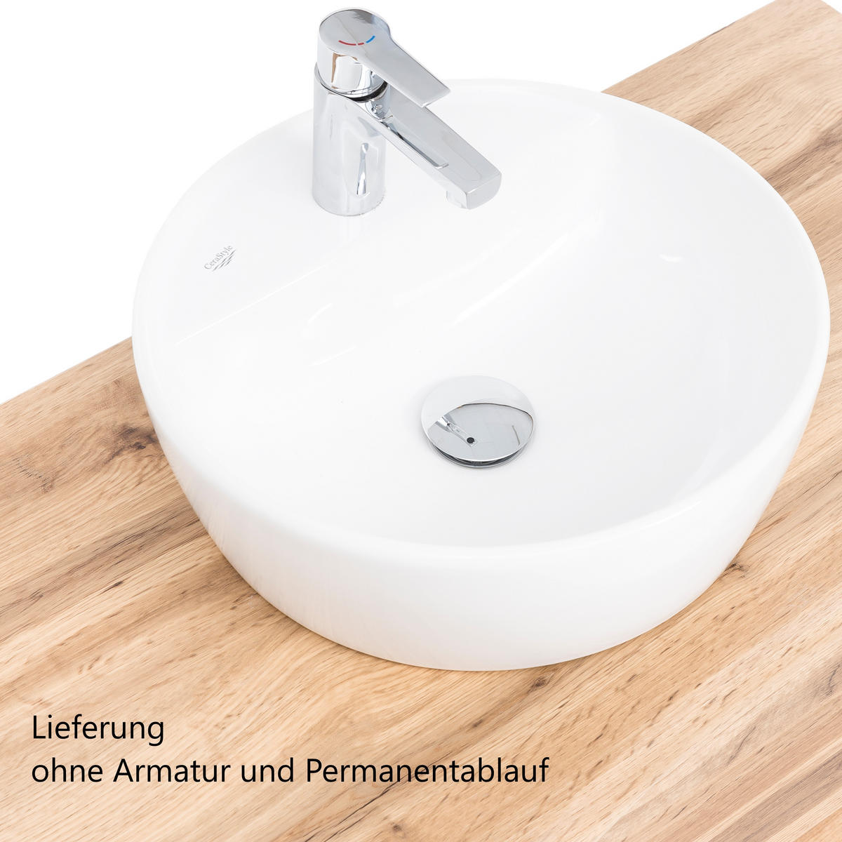 WASCHTISCHKOMBI 61 cm  - Graphitfarben/Weiß, Natur, Keramik/Holzwerkstoff (61cm) - Xora