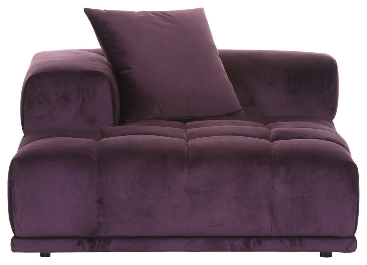 SOFAELEMENT Samt Brombeere  - Brombeere/Schwarz, KONVENTIONELL, Kunststoff/Textil (125/66/155cm) - Ambia Home