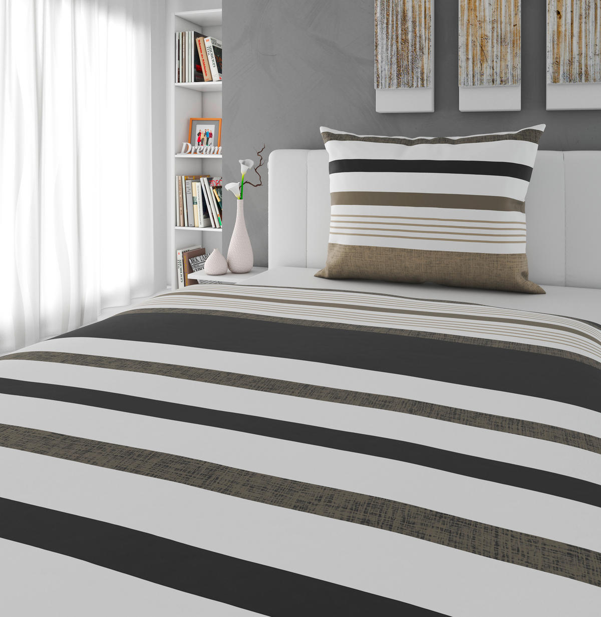POSTEĽNÁ BIELIZEŇ, renforcé, taupe, 140/200 cm - taupe, Basics, textil (140/200cm) - Novel