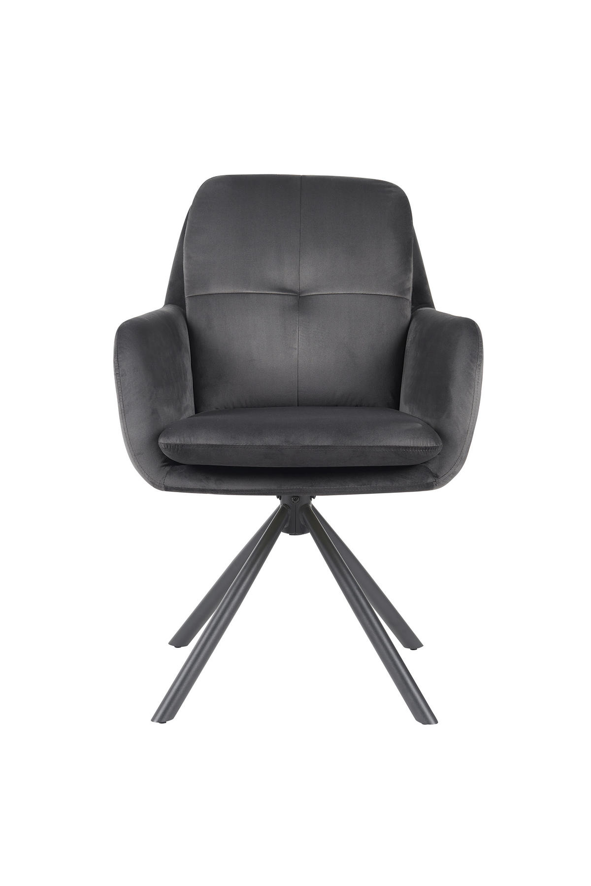 ARMLEHNSTUHL-SET 2 Stück  in Stahl Samt, Velours  - Dunkelgrau/Schwarz, MODERN, Textil/Metall (63/89/70cm) - MID.YOU