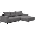 ECKSOFA Hellgrau Webstoff Rückenkissen, Bettkasten, Schlaffunktion, Rücken echt, Liegefläche im Originalstoff  - Hellgrau/Schwarz, KONVENTIONELL, Textil/Metall (292/192cm) - Carryhome