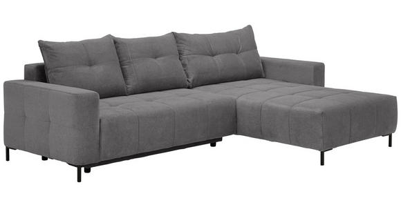 ECKSOFA Hellgrau Webstoff Rückenkissen, Bettkasten, Schlaffunktion, Rücken echt, Liegefläche im Originalstoff  - Hellgrau/Schwarz, KONVENTIONELL, Textil/Metall (292/192cm) - Carryhome