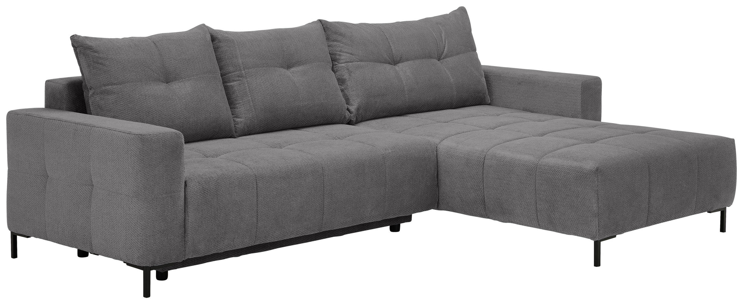 ECKSOFA Hellgrau Webstoff  - Hellgrau/Schwarz, KONVENTIONELL, Textil/Metall (292/192cm) - Carryhome