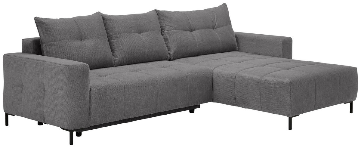 ECKSOFA Hellgrau Webstoff  - Hellgrau/Schwarz, KONVENTIONELL, Textil/Metall (292/192cm) - Carryhome