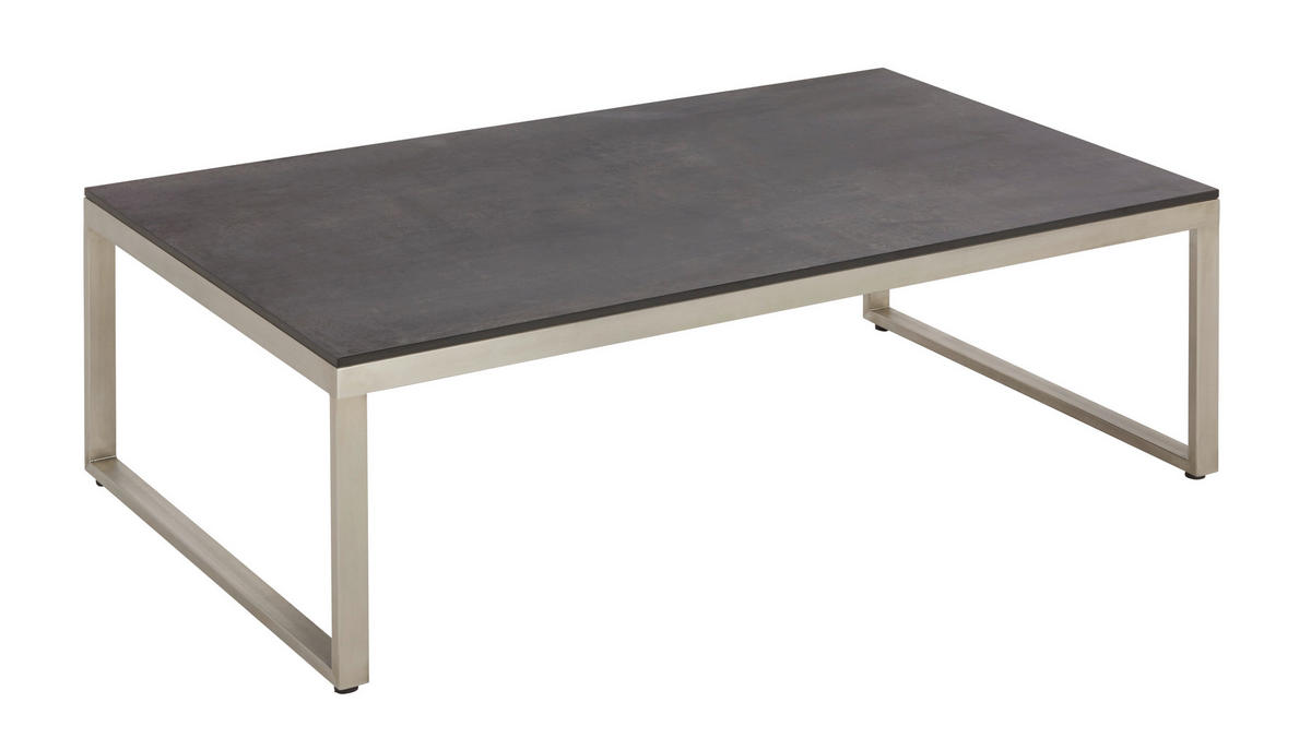 LOUNGETISCH 100/60/33 cm Metall, Kunststoff  - Edelstahlfarben/Dunkelgrau, MODERN, Kunststoff/Metall (100/60/33cm) - Amatio