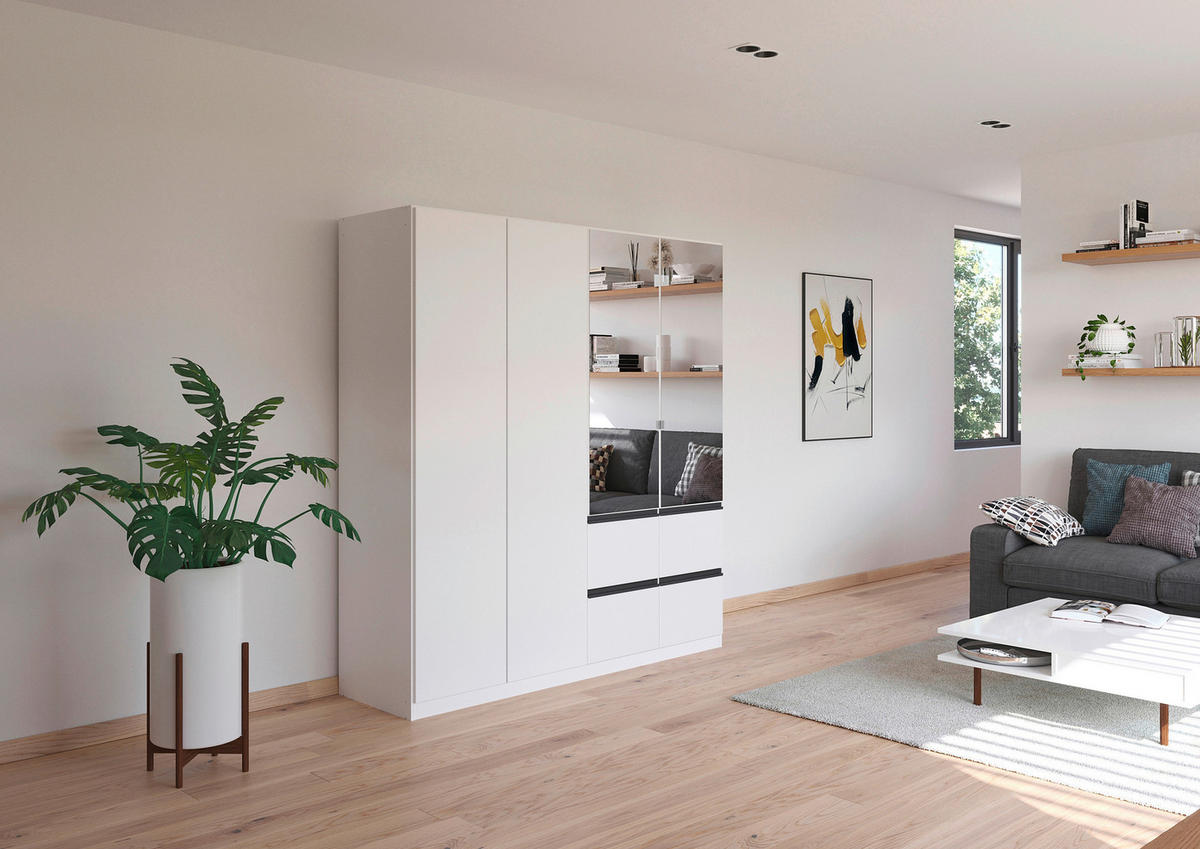 KLEIDERSCHRANK in Weiss, Dunkelgrau  - Weiss/Dunkelgrau, Trend, Holzwerkstoff/Kunststoff (181/197cm) - Xora