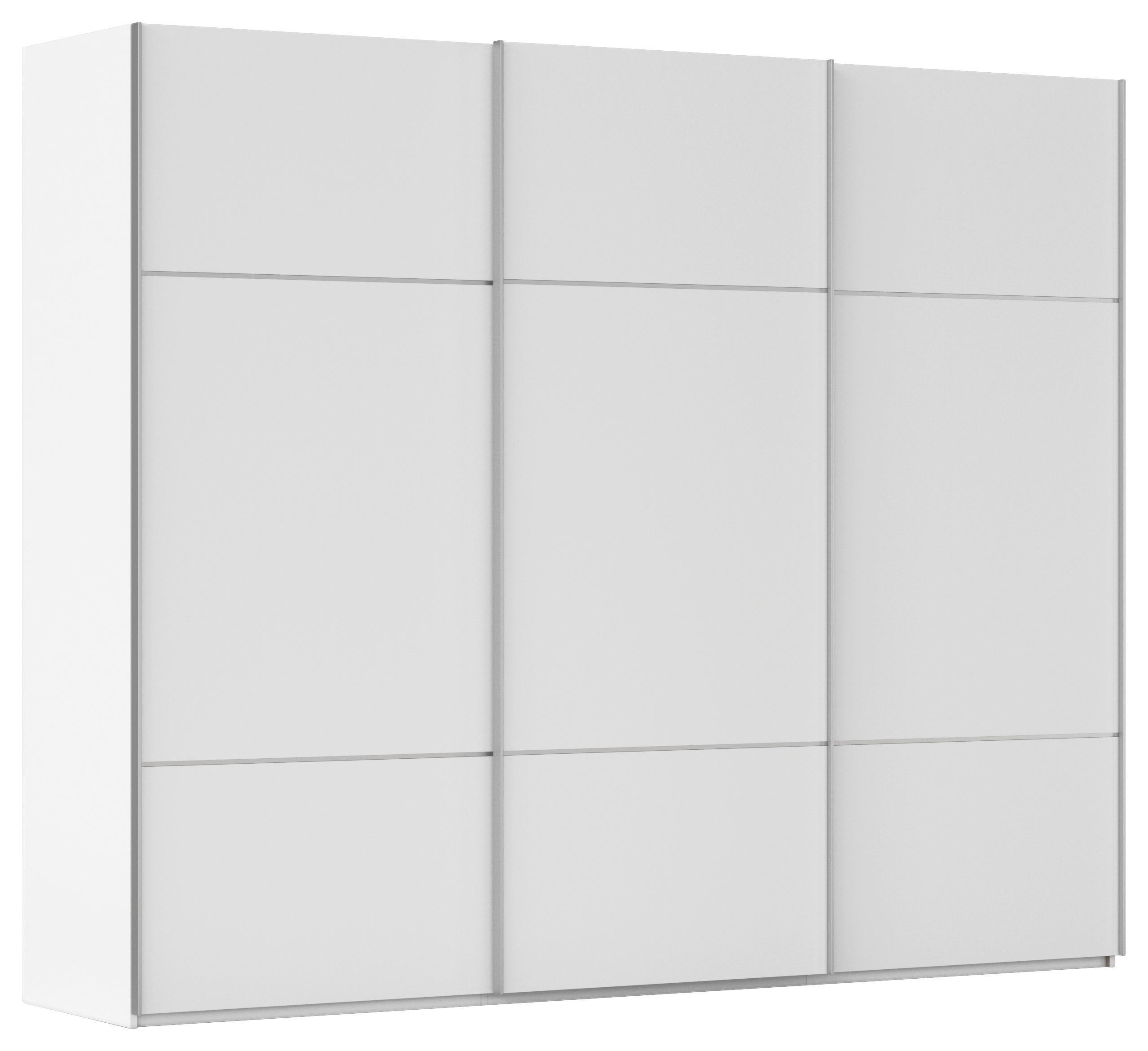 SCHWEBETÜRENSCHRANK 242/223/68 cm 3-türig Weiß  - Alufarben/Weiß, KONVENTIONELL, Holzwerkstoff/Metall (242/223/68cm) - Novel