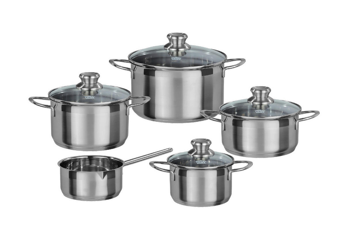 KOCHTOPFSET MIRAGE 5-teilig  - Klar/Edelstahlfarben, Basics, Glas/Metall - GSW