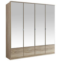 DREHTÜRENSCHRANK 180/199/58 cm 4-türig Eichefarben  - Eichefarben/Alufarben, KONVENTIONELL, Glas/Holzwerkstoff (180/199/58cm) - MID.YOU