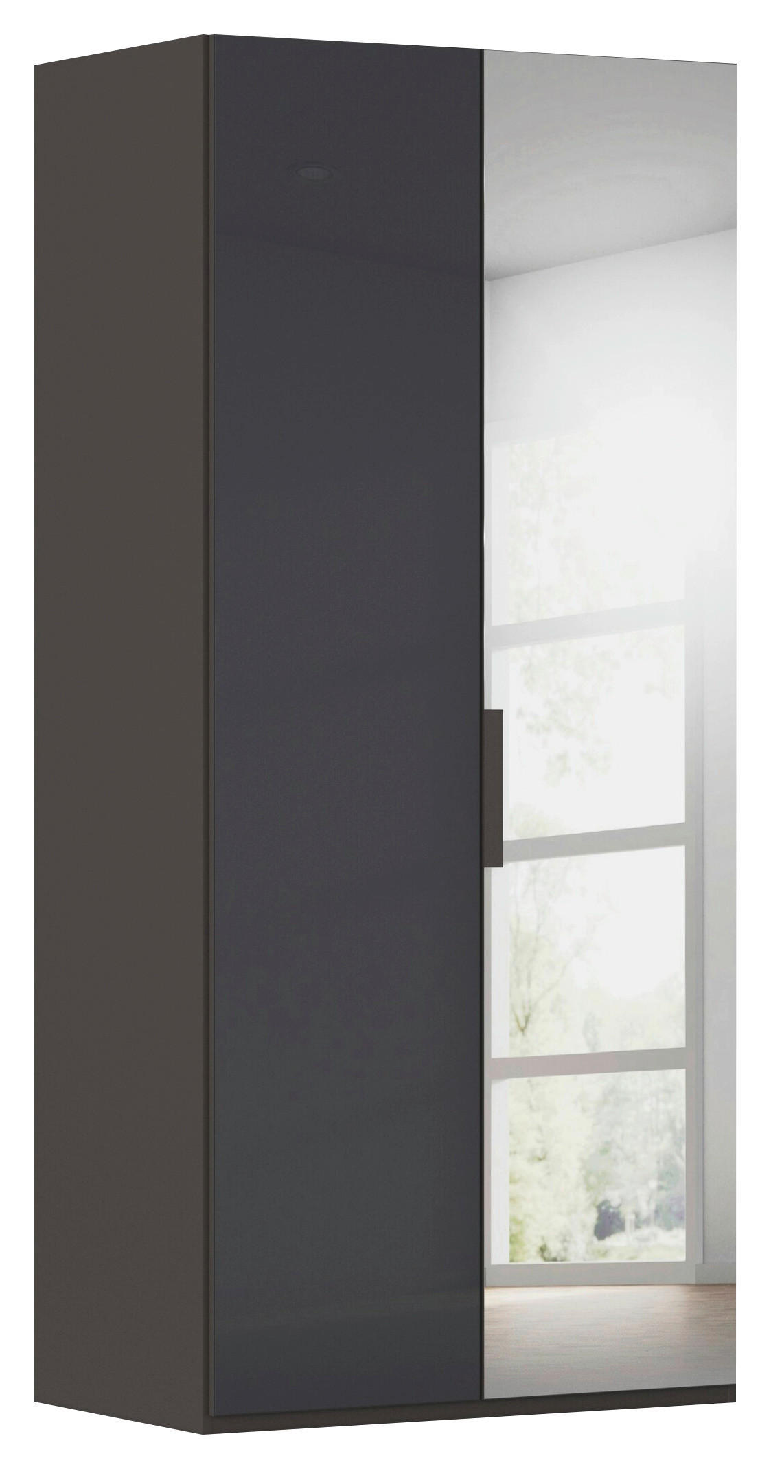 DREHTÜRENSCHRANK Graphitfarben  - Graphitfarben, Basics, Glas/Holzwerkstoff (101/235/61cm) - Novel
