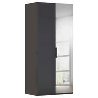 DREHTÜRENSCHRANK in Graphitfarben  - Graphitfarben, Basics, Glas/Holzwerkstoff (101/235/61cm) - Novel