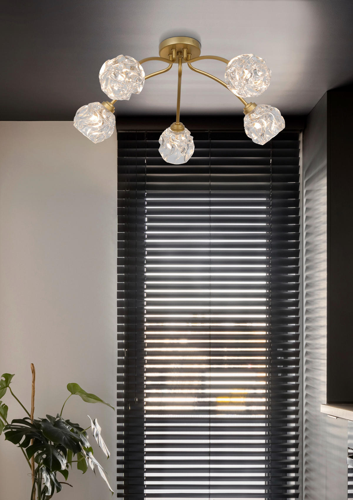 DECKENLEUCHTE Astral  - Goldfarben, Design, Glas/Metall (60/24/60cm)