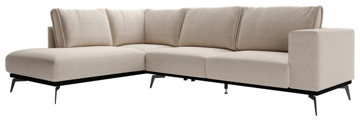 ECKSOFA in beflockt Beige  - Beige/Schwarz, Design, Holz/Textil (200/293cm) - MID.YOU